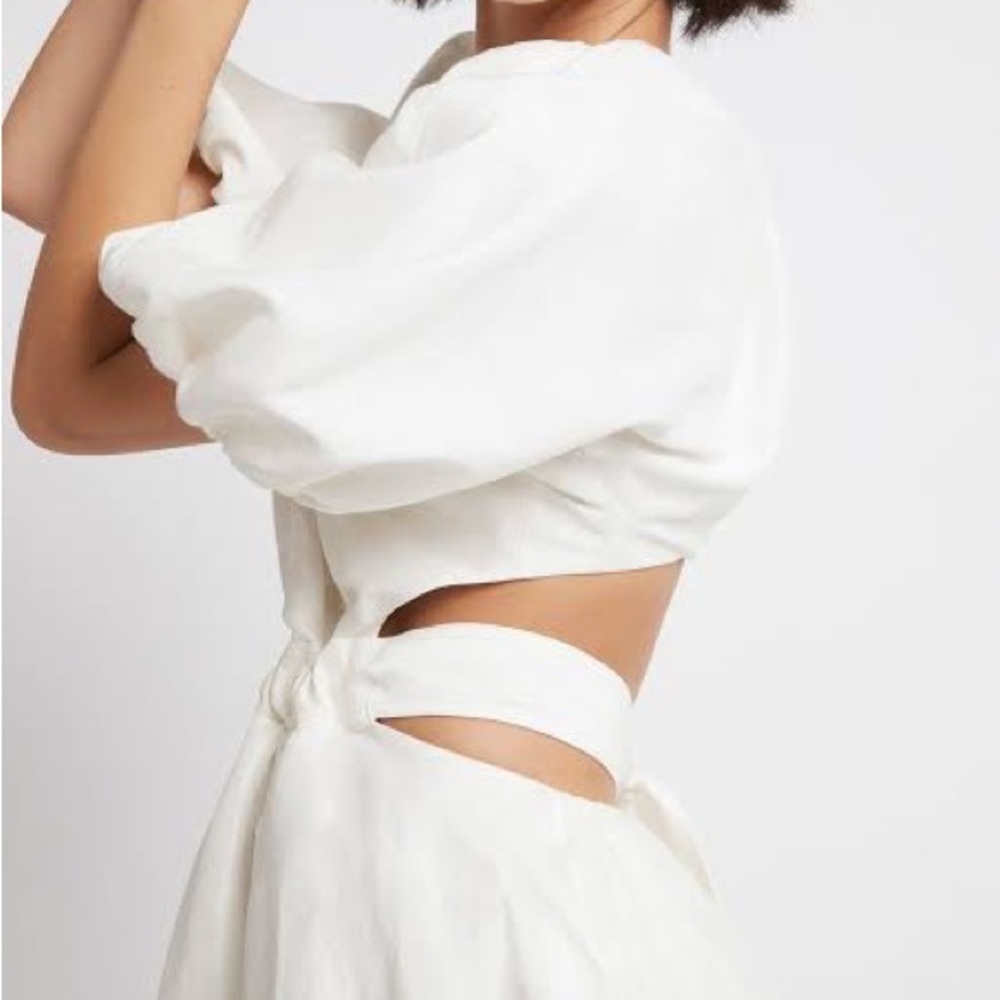 Aje Mimosa Cut Out Midi Dress - ivory - size 8 - Picture 5 of 7